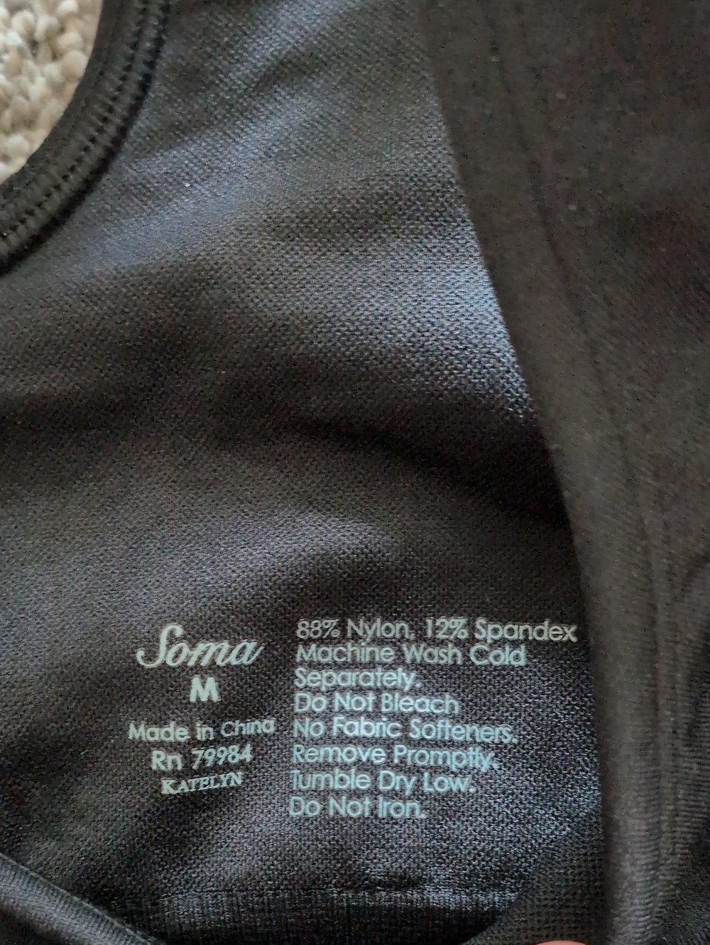 NWT Soma Katelyn Black Sports Bra Size Medium - Picture 5 of 6